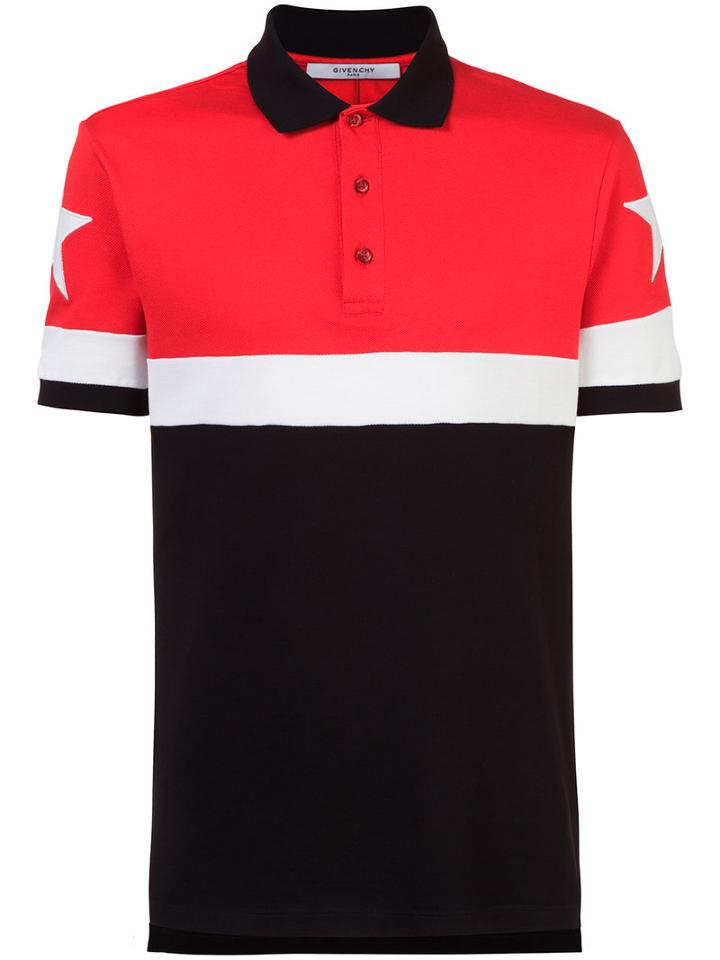 Givenchy - Star Motif Paneled Polo Shirt - Men - Cotton - M, Red, Cotton