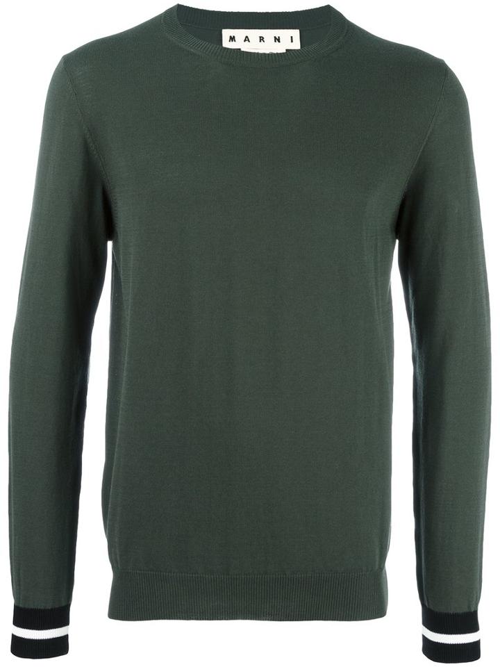 Marni Striped Cuff Jumper, Size: 50, Green, Cotton