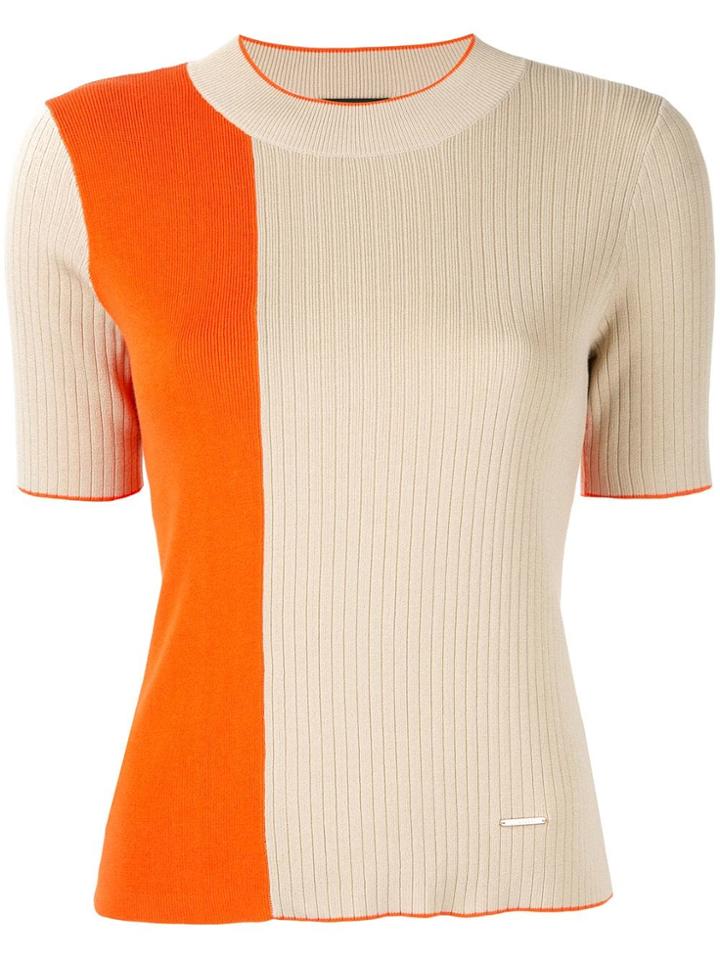 Loveless Colour-block Fitted Sweater - Do Not Use - Beige