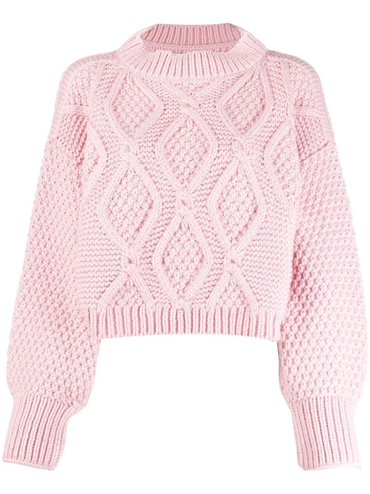 I Love Mr Mittens Textured Knit Cropped Jumper - Pink