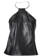 Mugler Leather Ring Halter Top, Women's, Size: 40, Black, Lamb Skin/polyester/viscose