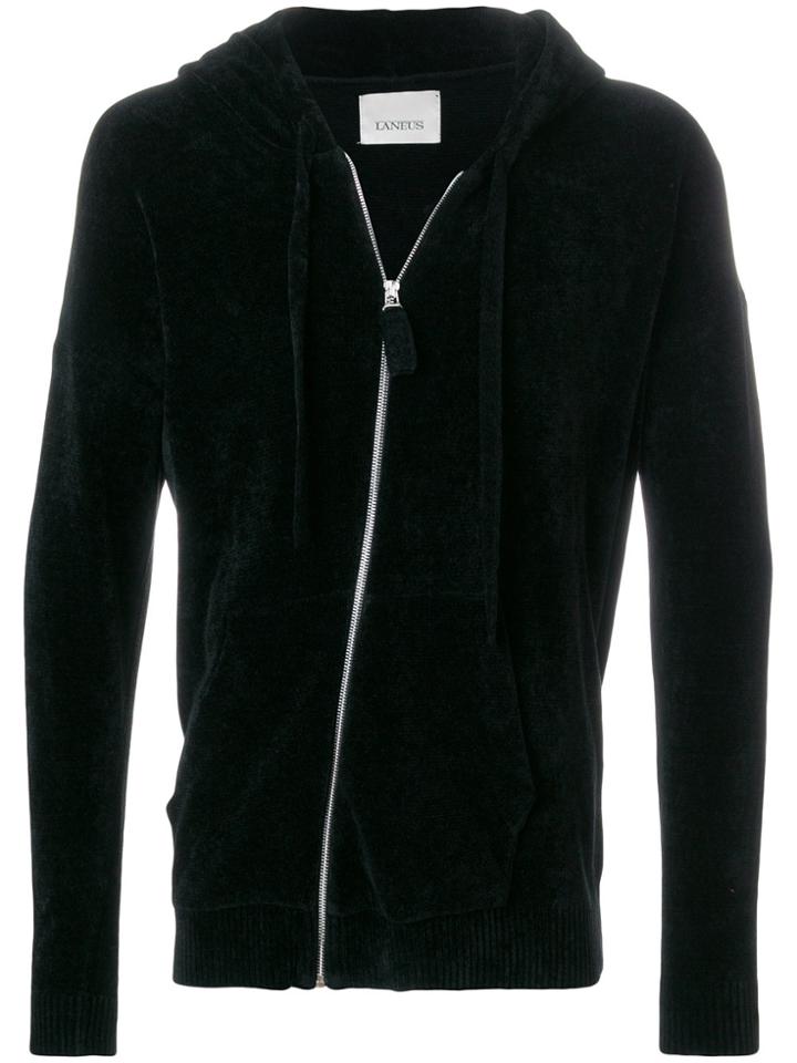 Laneus Zipped Hoodie - Black