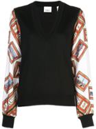 Burberry Scarf Print Knitted Top - Black
