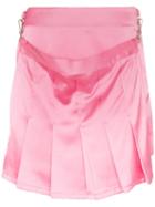 Ashley Williams Pleated Satin Mini Skirt - Pink