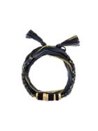Aurelie Bidermann Takayama Wrap Bracelet, Women's, Metallic, Cotton/onyx/brass/mother Of Pearl