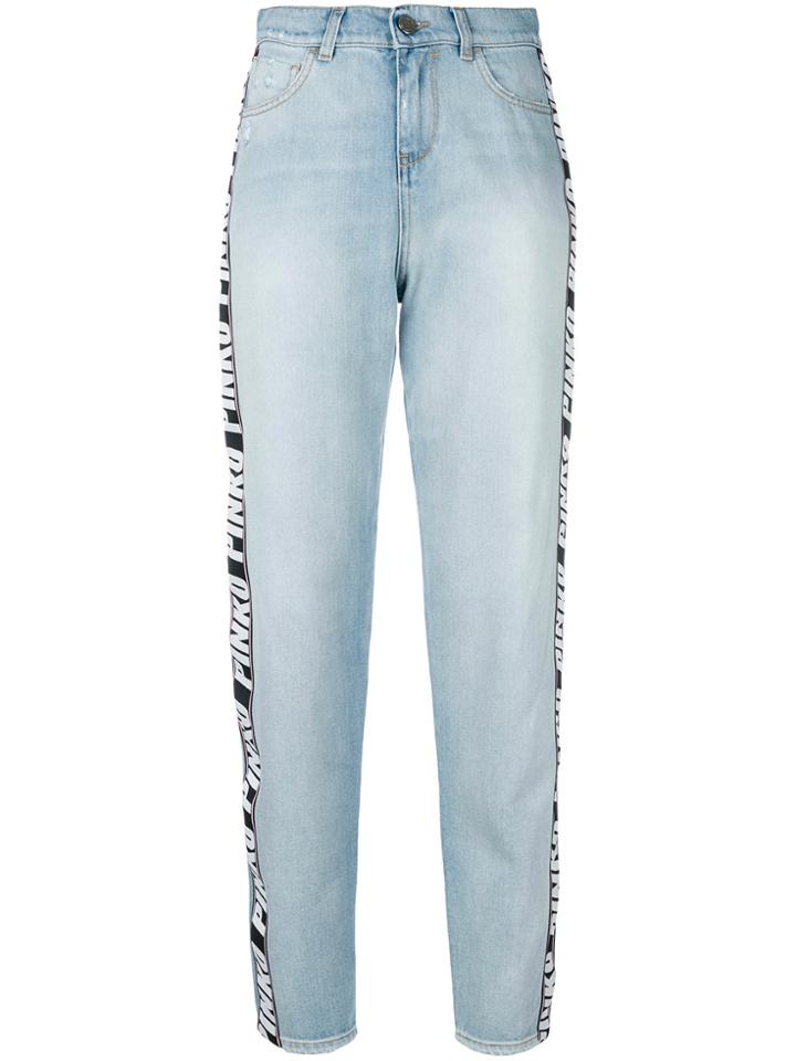 Pinko Logo Side Panel Mom Jeans - Blue