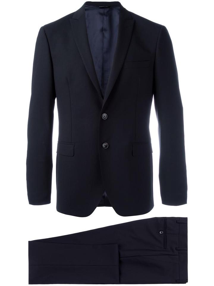 Tonello Flap Pockets Formal Suit, Men's, Size: 50, Black, Virgin Wool/spandex/elastane/viscose
