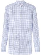 Isaia Gridded Long-sleeved Shirt - White
