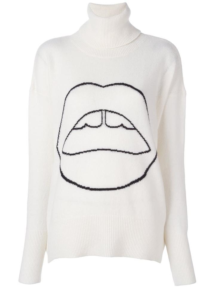 Markus Lupfer Intarsia Lips Jumper, Women's, Size: Xs, White, Wool