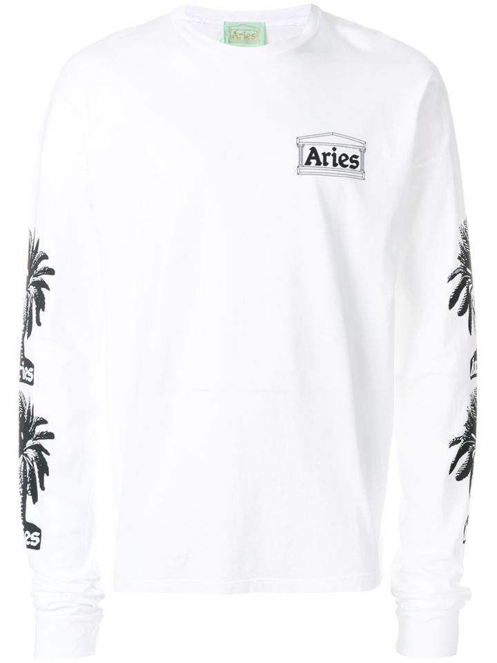 Aries Palm Tree Printed Sweatshirt - White