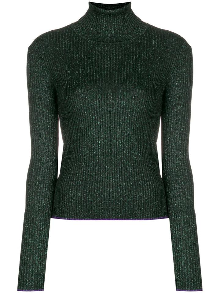 Marco De Vincenzo Glitter Roll Neck Jumper - Green