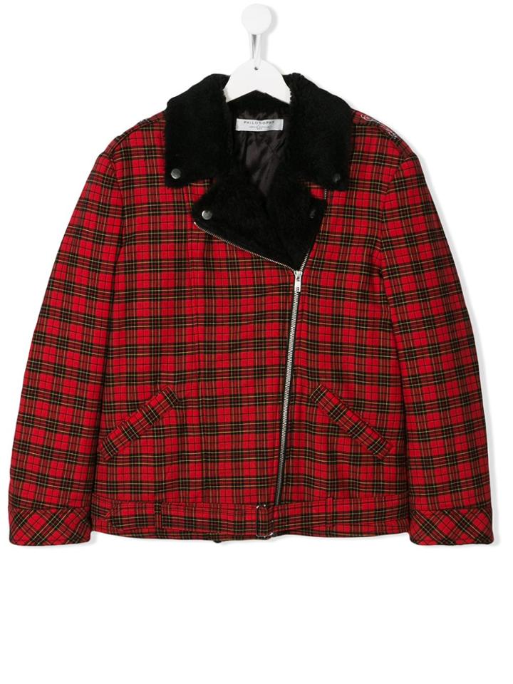 Philosophy Di Lorenzo Serafini Kids Teen Tartan Jacket - Red