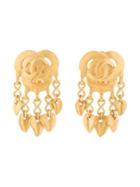 Chanel Pre-owned 1995 Fringed Cc Clip-on Earrings - Gold