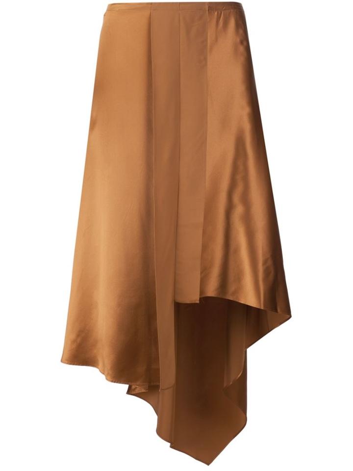 Elizabeth And James Asymmetric Skirt, Women's, Size: 8, Yellow/orange, Silk