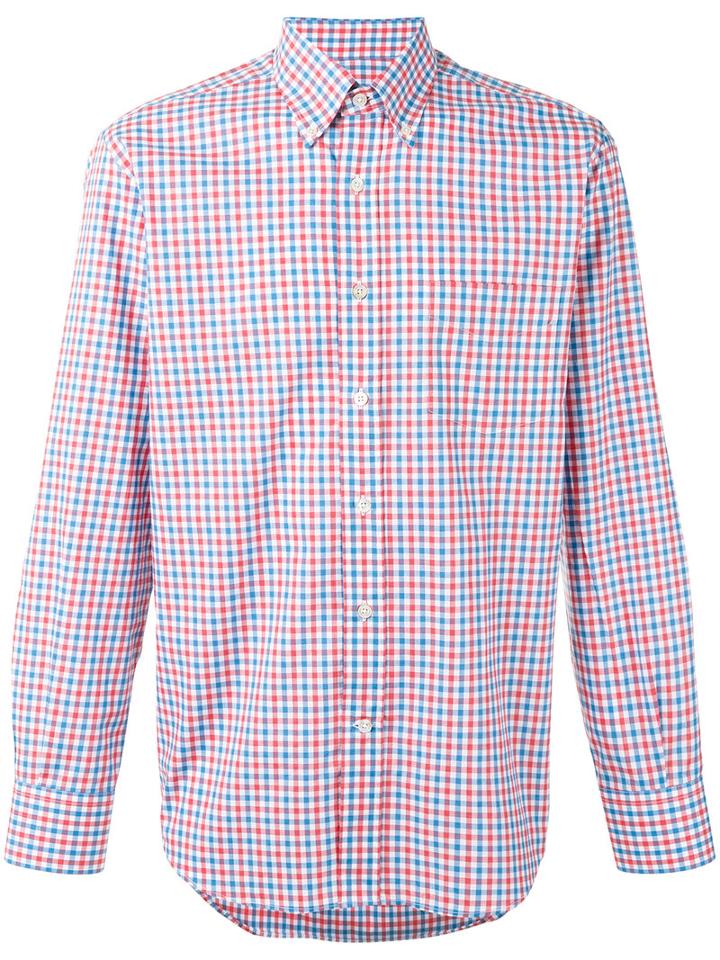 Canali Checked Shirt, Men's, Size: Xxl, Blue, Cotton