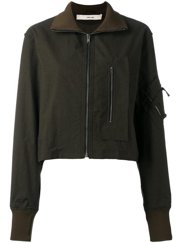 Damir Doma Cropped Zip Jacket, Women's, Size: Medium, Green, Cotton/polyamide/spandex/elastane/cupro