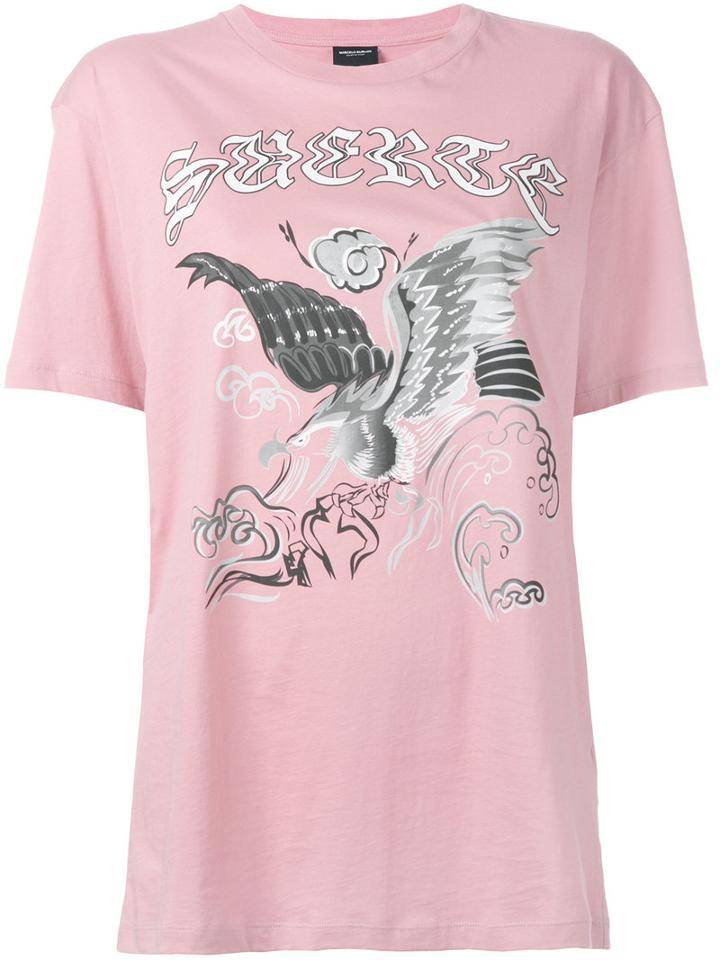 Eagle Print T-shirt - Women - Cotton - S, Pink/purple, Cotton, Marcelo Burlon County Of Milan