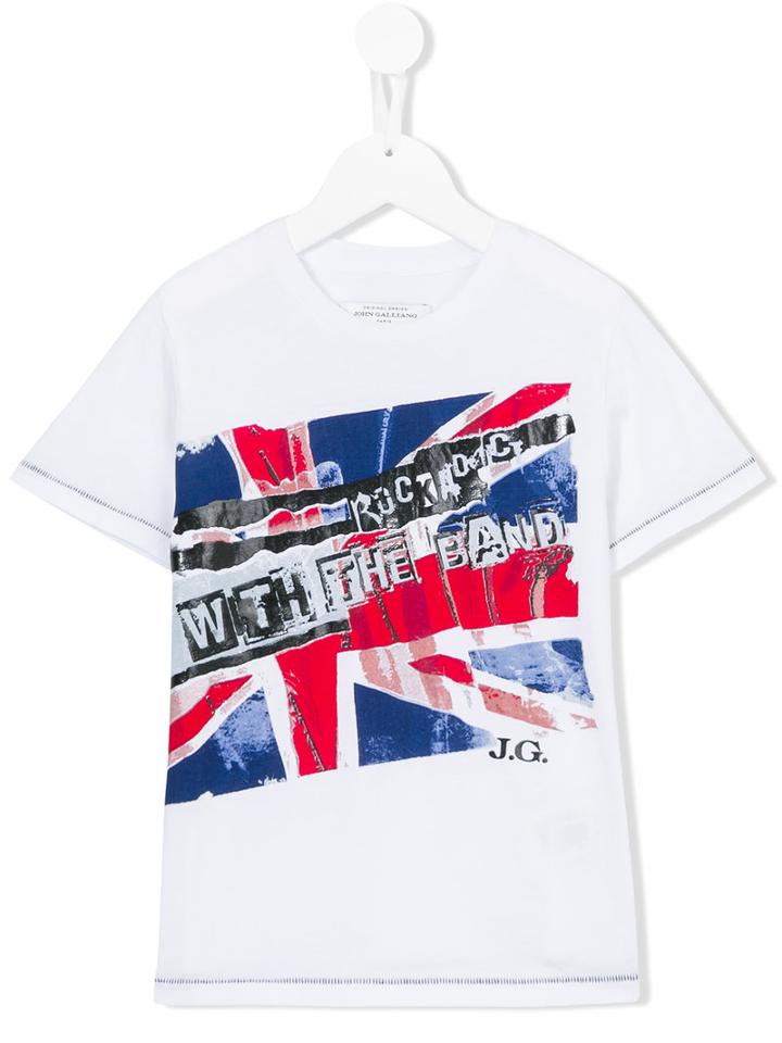 John Galliano Kids Flag Print T-shirt, Toddler Boy's, Size: 4 Yrs, White