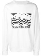 Calvin Klein Jeans Flag Print Longsleeved T-shirt - White