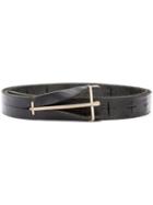 Ma+ - Cross Stitch Belt - Unisex - Leather - M, Black, Leather