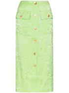 Rejina Pyo Crinkle Effect High-waisted Button-down Midi Skirt - Green
