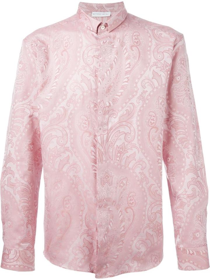 Etro Paisley Print Shirt, Men's, Size: 39, Pink/purple, Cotton