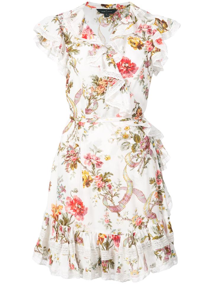 Needle & Thread Floral Print Wrap Dress - White