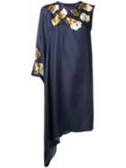 Martin Grant - Floral Print Asymmetric Dress - Women - Silk - 36, Blue, Silk