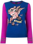 Pinko Flying Pig Knitted Sweater - Blue