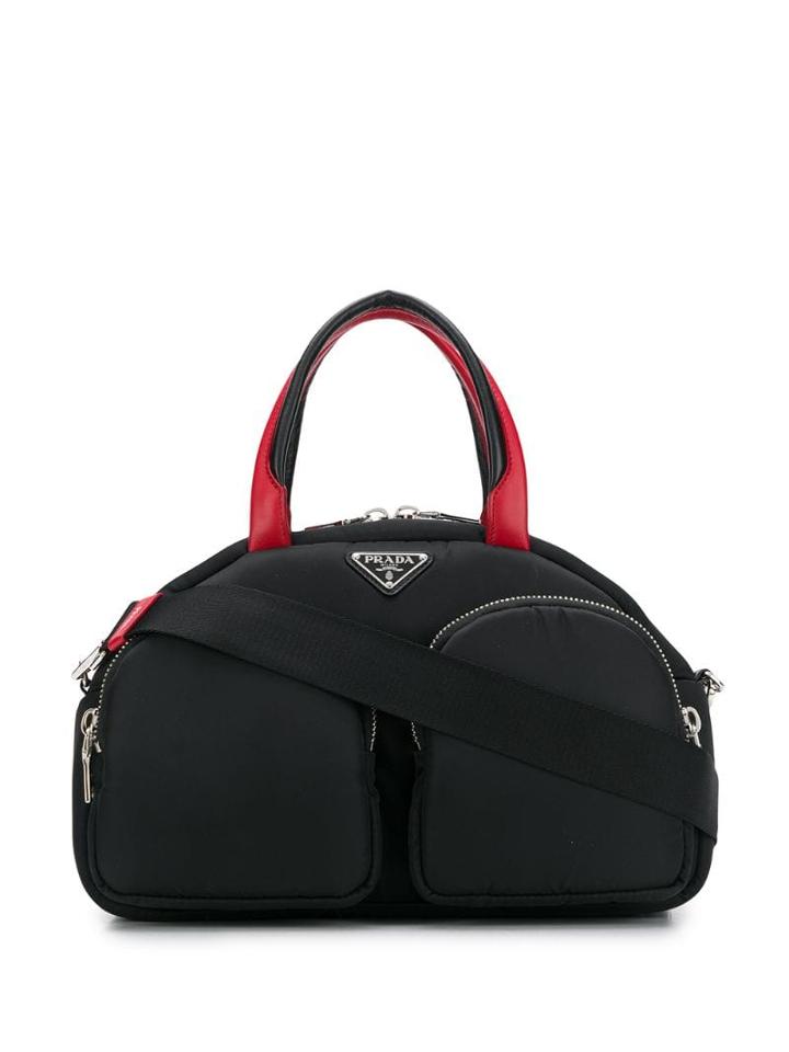 Prada Logo Plaque Top Handle Bag - F0d9a Black