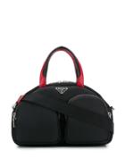 Prada Logo Plaque Top Handle Bag - F0d9a Black