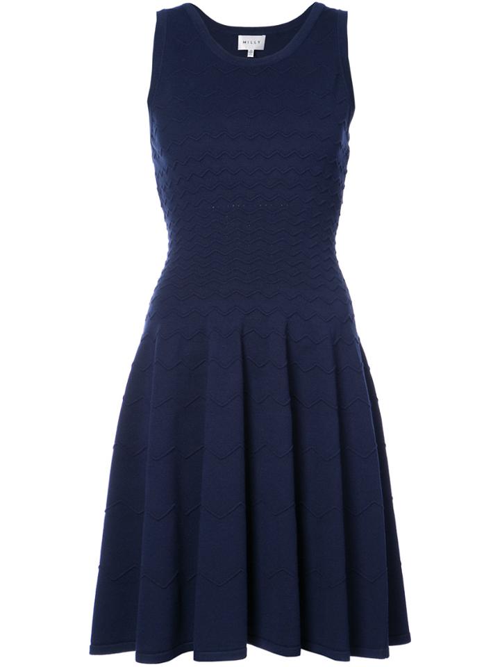 Milly Zig Zag Textured Dress - Blue