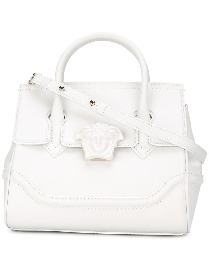 Versace Palazzo Empire Tote, Women's, White, Calf Leather/cotton