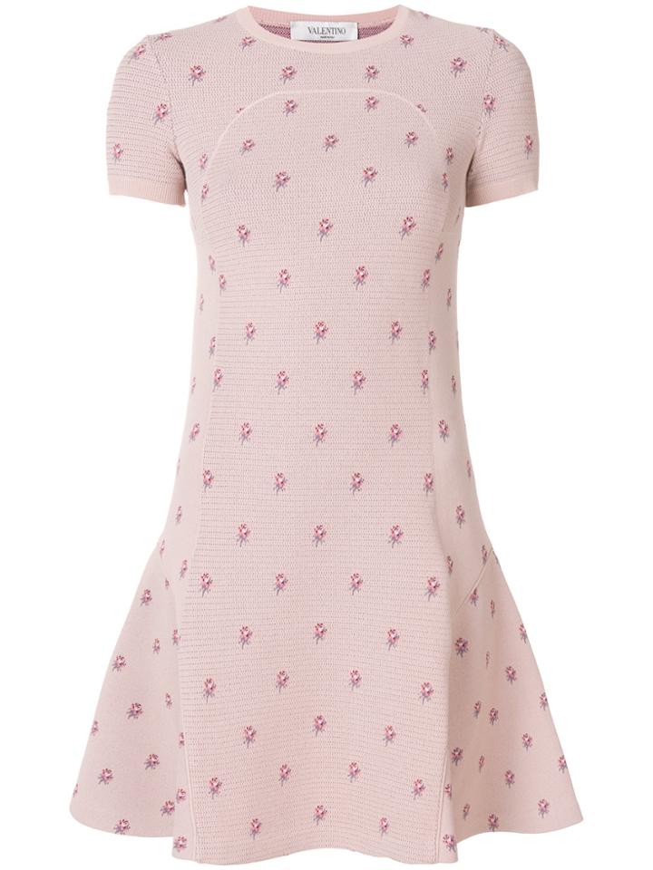 Valentino Petites Roses Knit Dress - Pink & Purple