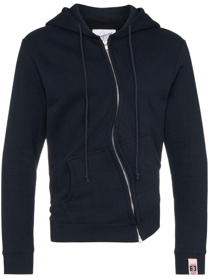 Vaquera Diagonal-zip Hoodie - Black
