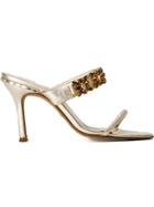 Dolce & Gabbana Vintage Crystal Embellished Mules - Metallic