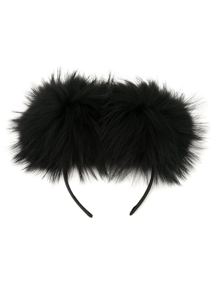 Dresscamp Furry Headband, Women's, Black, Racoon Fur