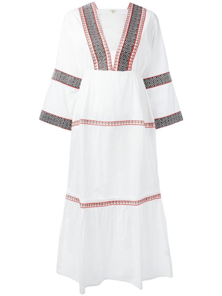Daft Embroidered Kaftan Dress, Women's, Size: Medium, White, Cotton