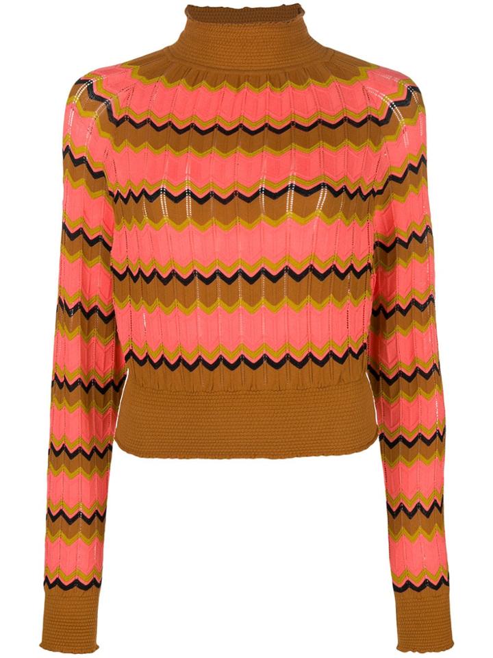 M Missoni Zig-zag Turtleneck Sweater - Orange