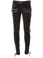 Faith Connexion Side Lace-up Biker Trousers, Women's, Size: 38, Black, Goat Suede/polyester/cotton