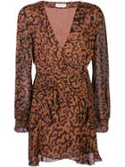 Nicholas Leopard Print Ruffle-trimmed Dress - Brown