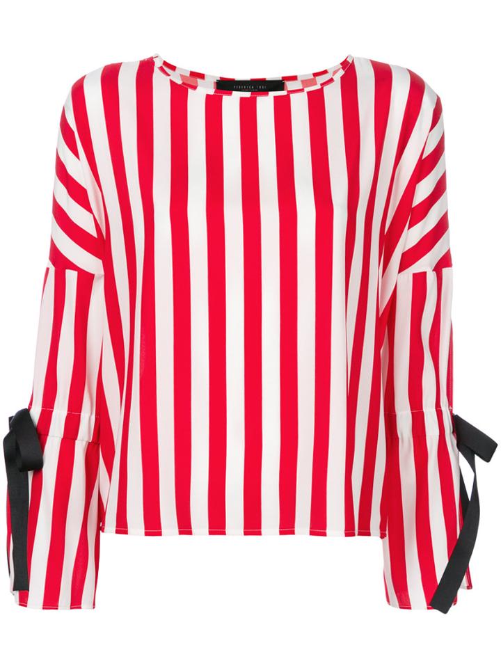 Federica Tosi Striped Tie Cuff Blouse - Red