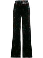 Ailanto Floral Print Velvet Trousers - Black