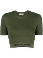Paco Rabanne Logo Band Print Cropped T-shirt - Green