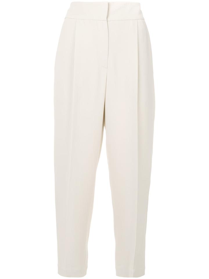 Brunello Cucinelli - Tapered Tailored Trousers - Women - Silk/polyester/acetate - 44, Nude/neutrals, Silk/polyester/acetate