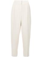 Brunello Cucinelli - Tapered Tailored Trousers - Women - Silk/polyester/acetate - 44, Nude/neutrals, Silk/polyester/acetate