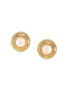 Chanel Vintage Cc Pearl Earrings - Gold