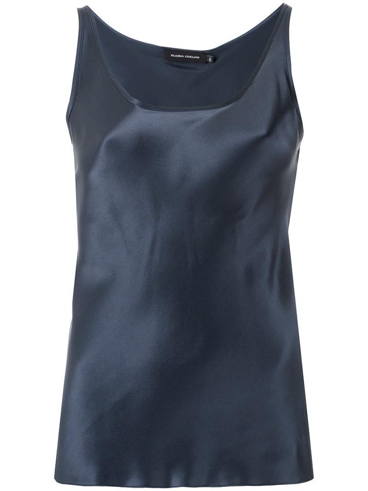 Gloria Coelho - Silk Top - Women - Silk - M, Blue, Silk
