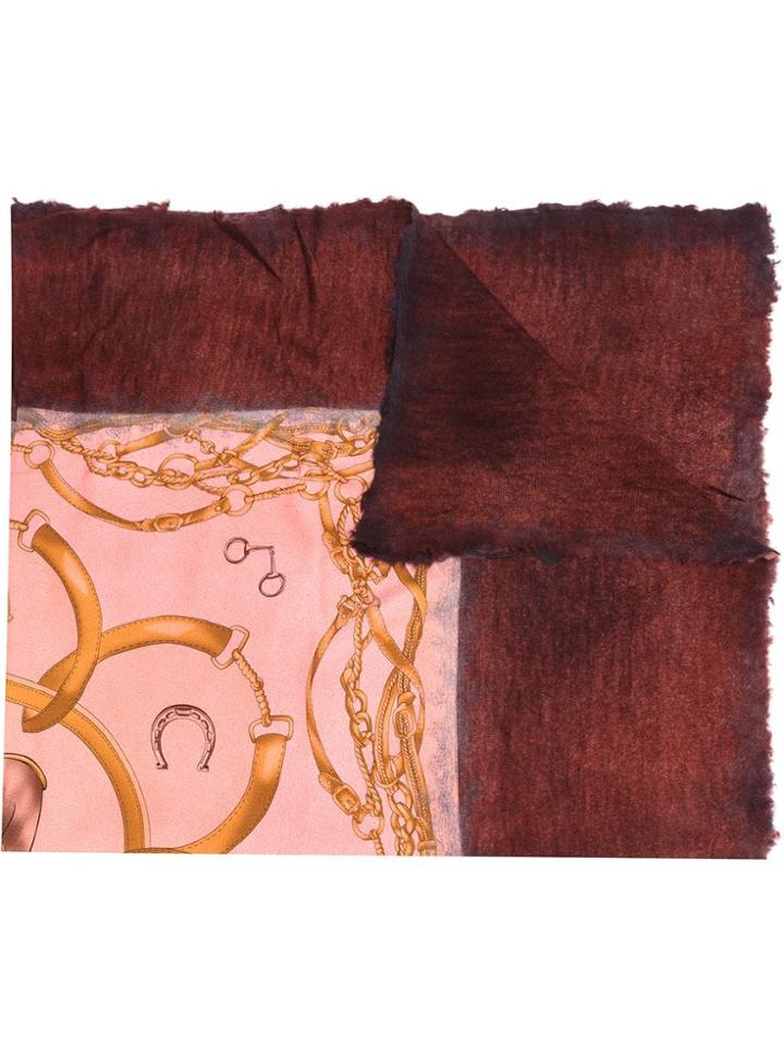Avant Toi Baroque Print Dyed Scarf - Red
