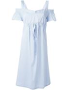Jil Sander Navy Off-shoulders Striped Dress, Women's, Size: 34, Blue, Cotton/polyamide/spandex/elastane/cupro